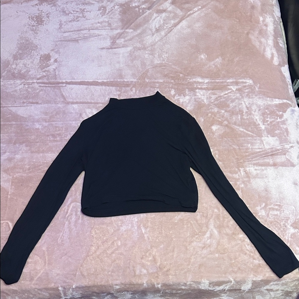Black Turtle Neck Long Sleeve Women's Top